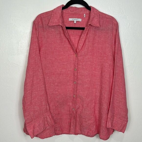 Foxcroft Linen 7/8 Length Sleeve Button Down Shirt In Pink Size XL - Picture 1 of 8